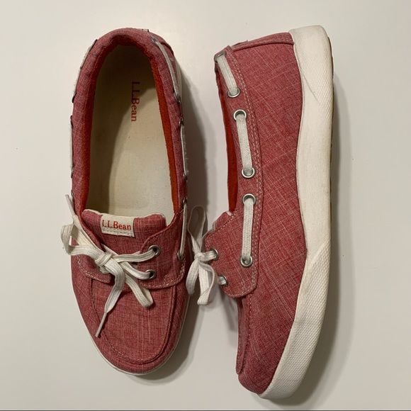 L.L. Bean Shoes - LL Bean Canvas Deck Boat Shoe Loafers Item ID 287089 Red Womens Size 10 Wide